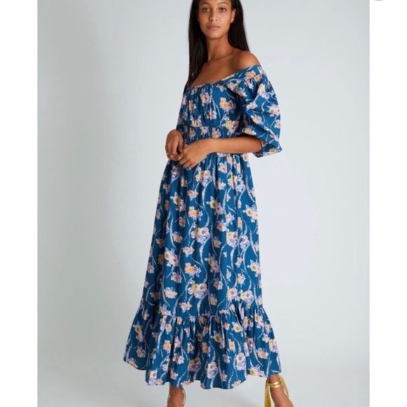 NWT LoveShackFancy Minnia Maxi Dress Size Small Floral Spring Shower Res…